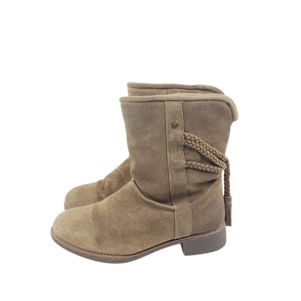 Abeo Women's Tan Blaine PBW1007 Leather Tassels Ankle Winter Snow Boot Size 7